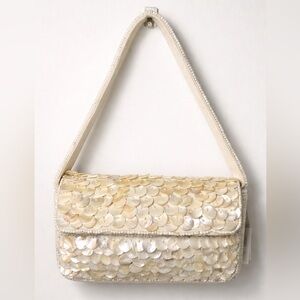 Cream Shell Beaded Shoulder Bag